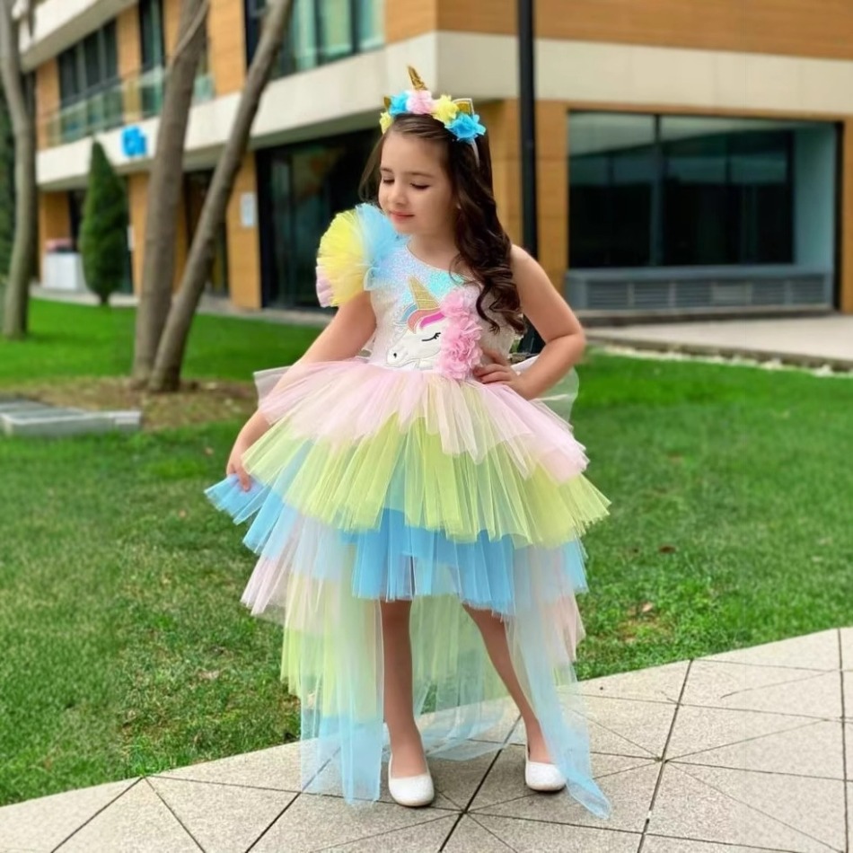 Baby Clothing Usa - Arcobaleno Unicorno Baby Party Girls Dress